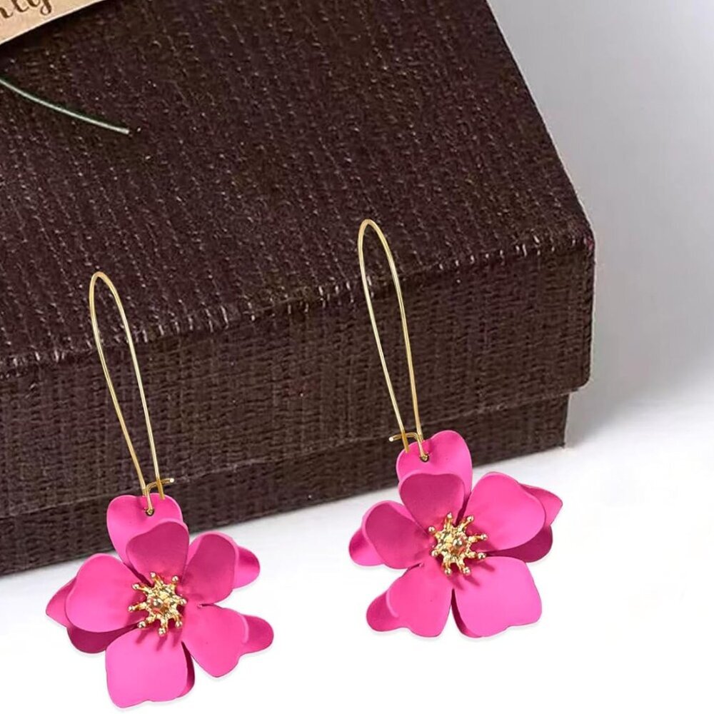 Unique Boho Flower Dangle Earrings Exaggerated La… - image 7